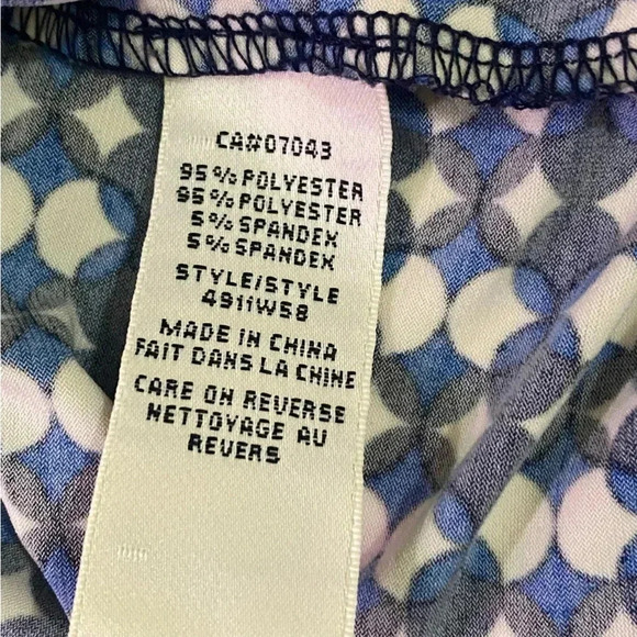 Max Studio women half sleeve geometric dress with collar blue white red size  M - Picture 5 of 9